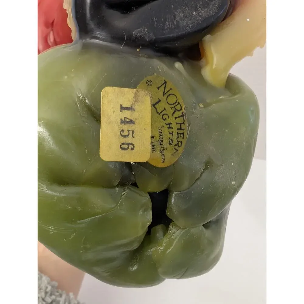 Vintage Northern Lights Fantasy Figure Santa Candle with Pipe & Gift Bag